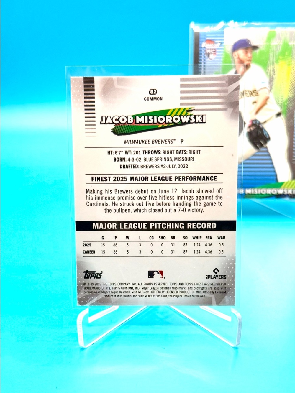 š„JACOB MISIOROWSKI ROOKIE LOT! Mini Diamond Rookie Refractor + Common Rookie! - Picture 4 of 7